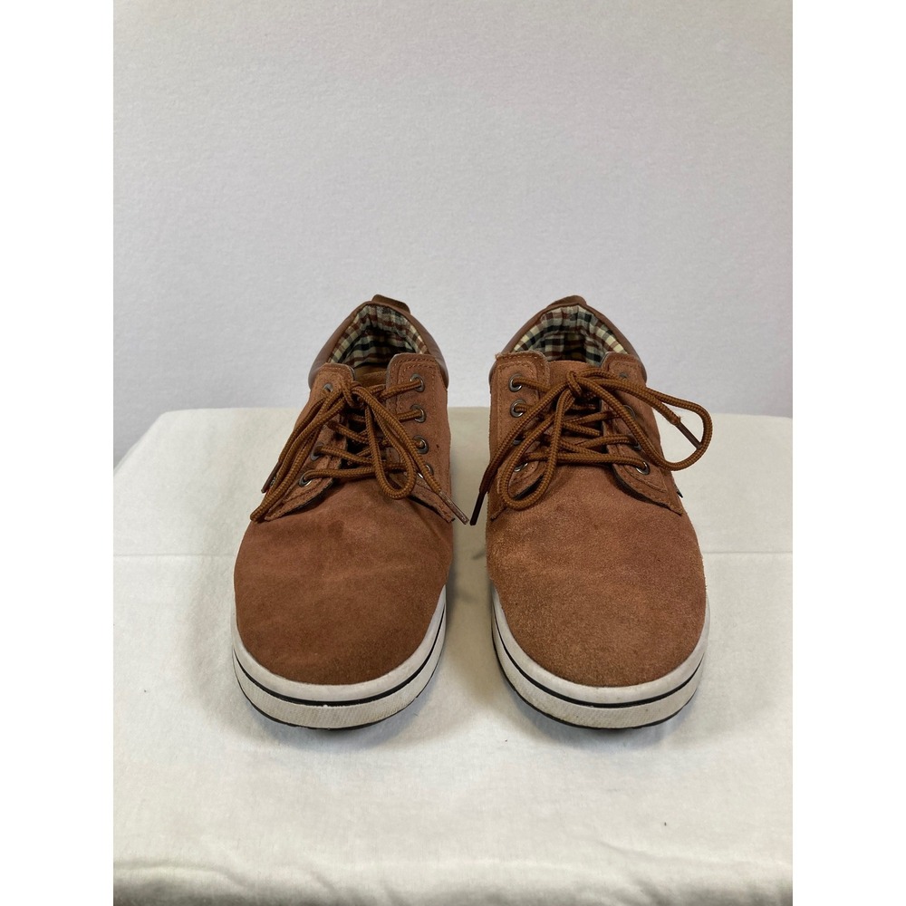 Fashion Suede Low Top Sneakers Mens‎ Size 40 Brown Plaid Lining Casual Shoes